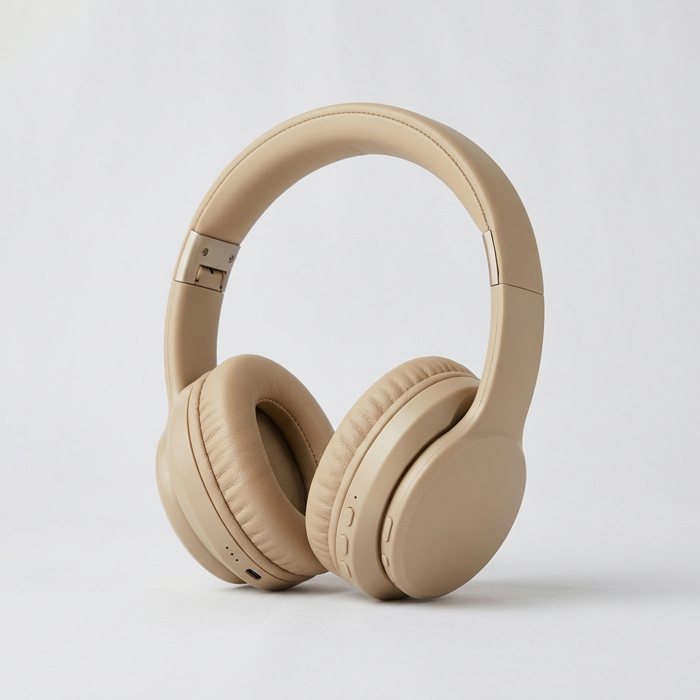 Product photo: Sand-colored over-ear headphones