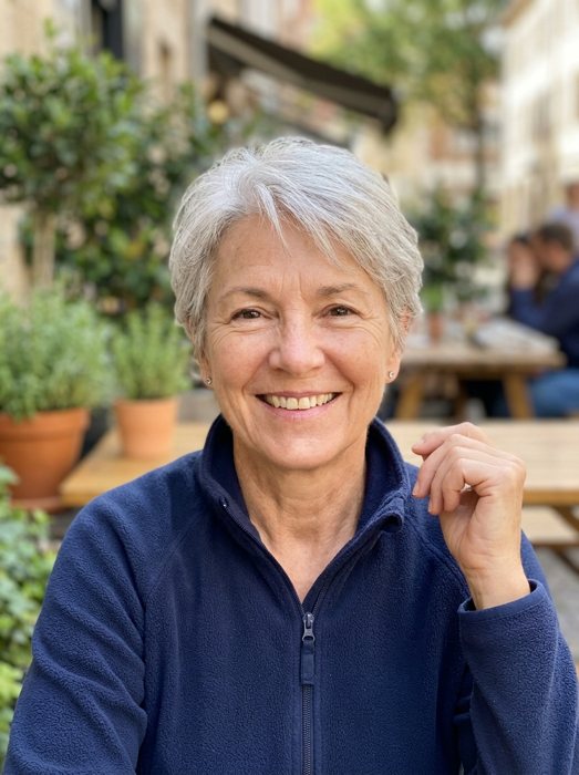 Customer photo: Woman with silver hair
